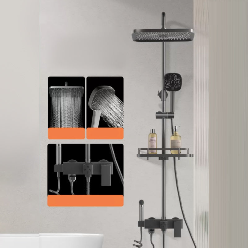 Modern Shower Trim Push Button Dual Shower Head Wall Mounted Shower Combo