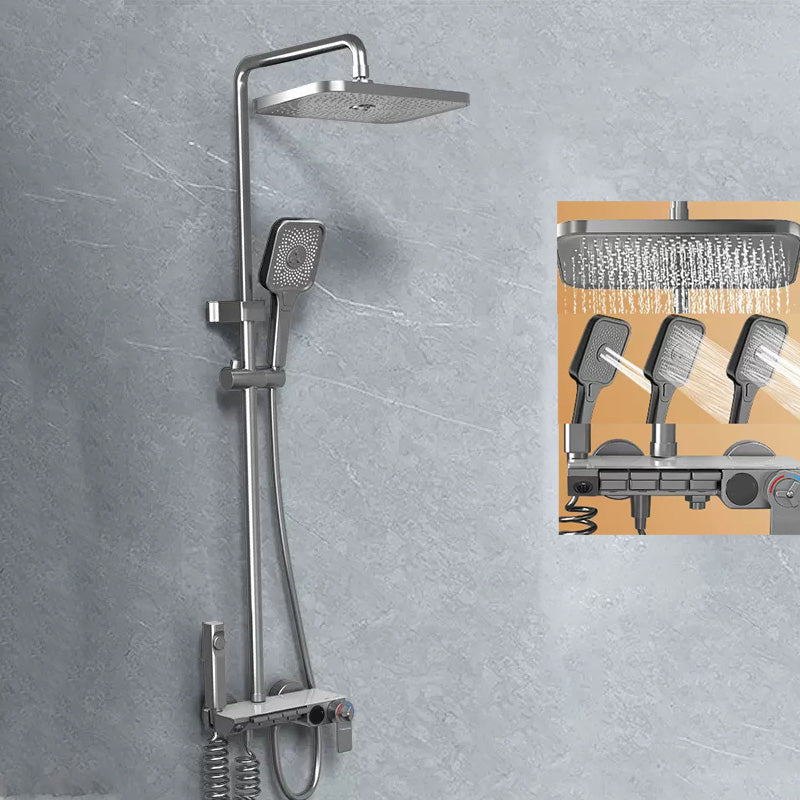 Modern Shower System Push Button Handle Wall Mounted Shower Head Combo