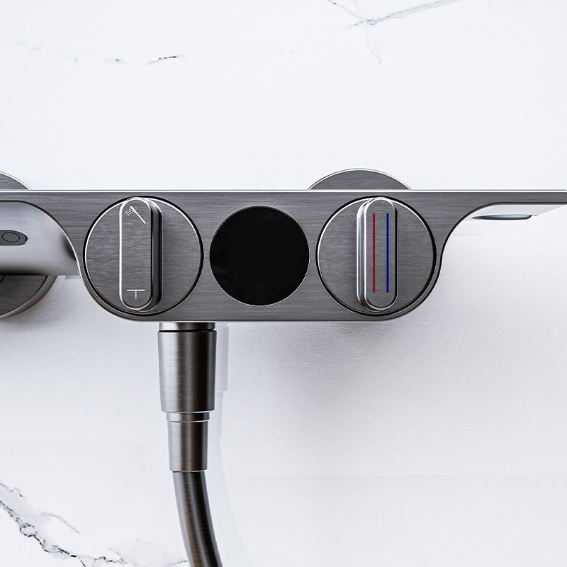 Modern Plain Shower Trim Adjustable Water Flow Wall Mount Shower Head Combo