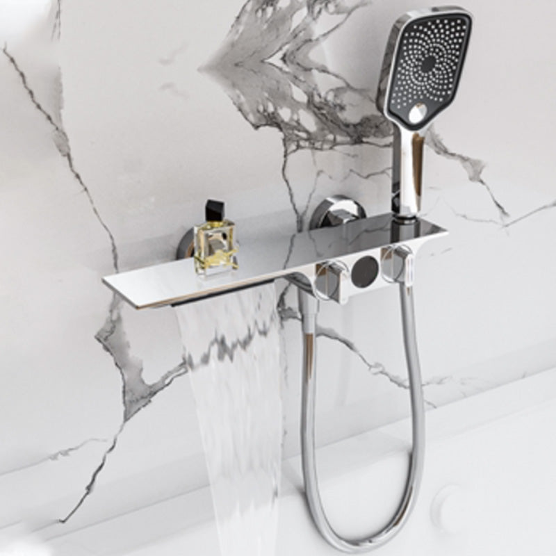Modern Plain Shower Trim Adjustable Water Flow Wall Mount Shower Head Combo