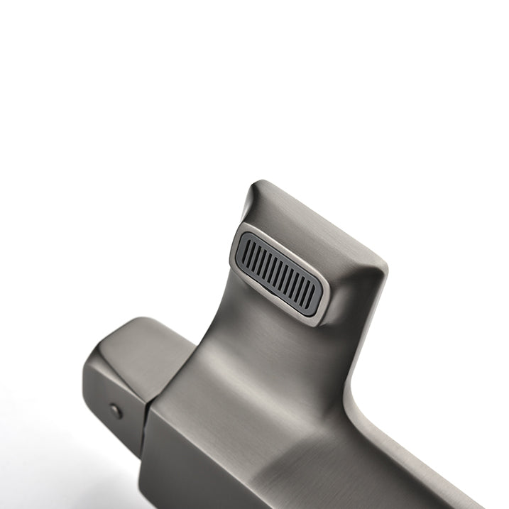 Grey Shower Set Knob Handle Handshower Wall Mounted Square Swivel Shower Set