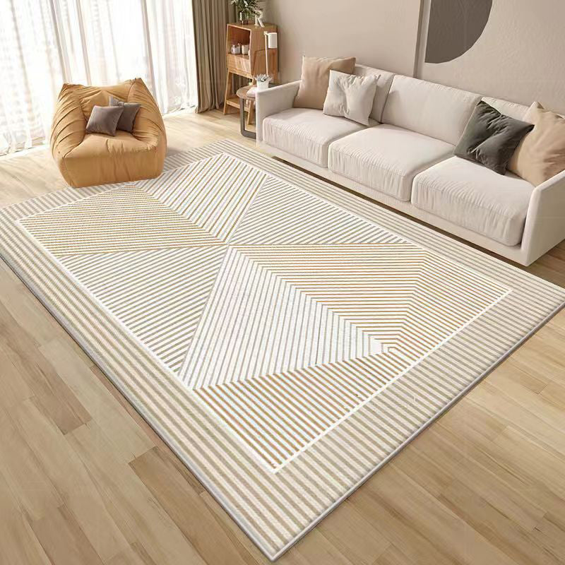 Grey Striped Carpet Modern Polyester Carpet Washable Carpet for Drawing Room