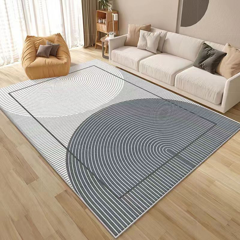 Grey Striped Carpet Modern Polyester Carpet Washable Carpet for Drawing Room
