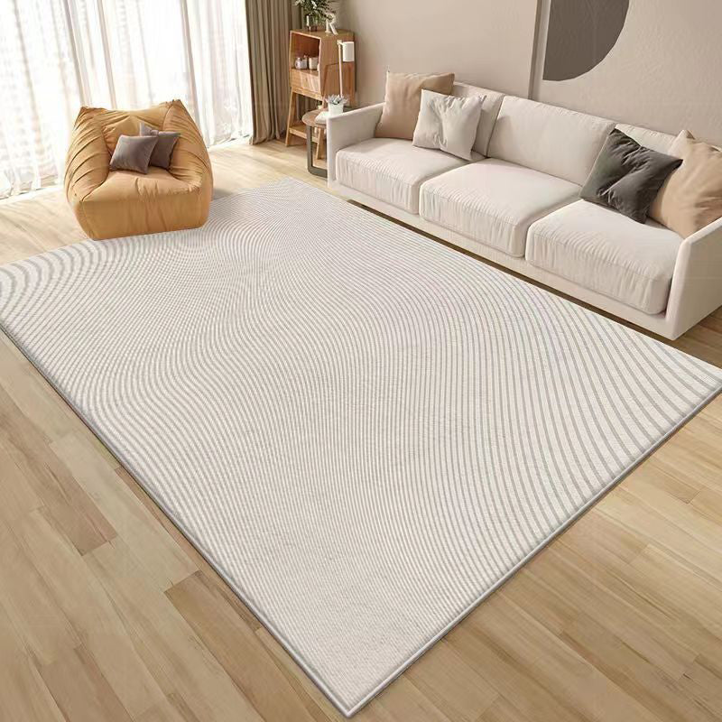Grey Striped Carpet Modern Polyester Carpet Washable Carpet for Drawing Room