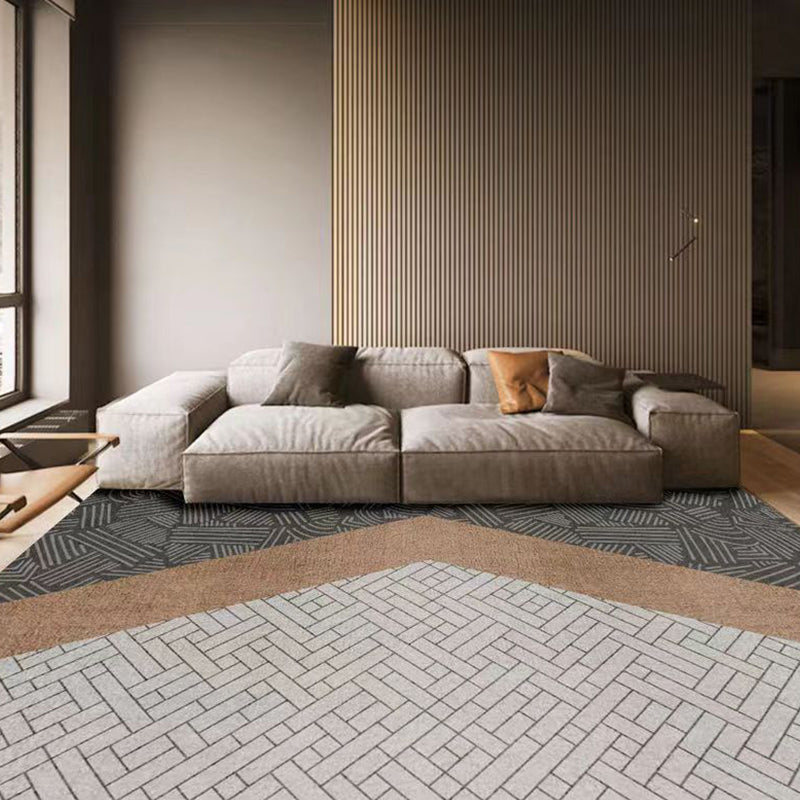 Dark Gray Nordic Rug Polyester Striped Area Rug Tear Resistant Rug for Living Room