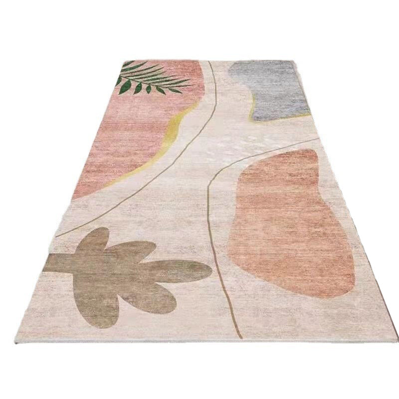 Pink Nordic Carpet Color Lump Polyester Carpet Washable Carpet for Home Decor