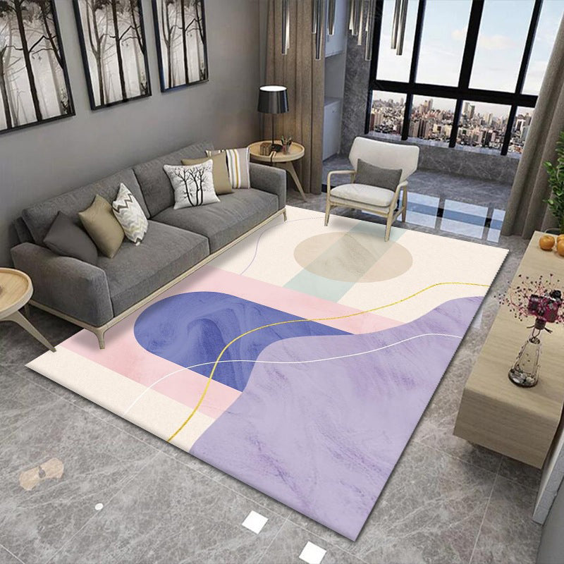 Nordic Purple Carpet Contrast Color Carpet Washable Carpet for Drawing Room