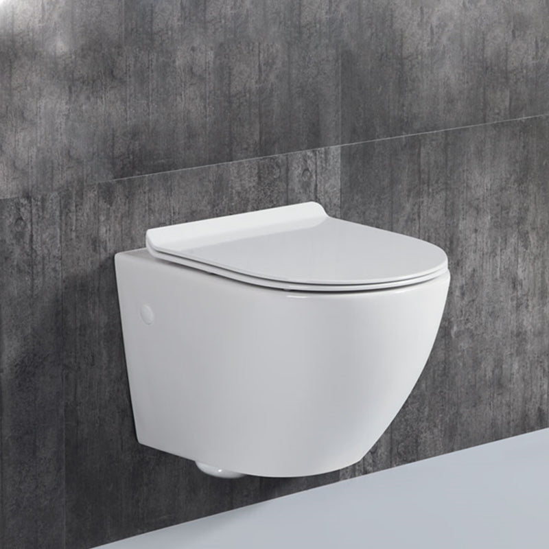 Modern Wall Mount Toilet White Toilet Bowl with Seat for Washroom
