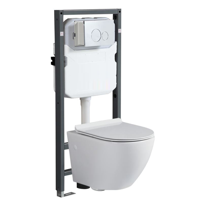 Modern Wall Mount Toilet White Toilet Bowl with Seat for Washroom