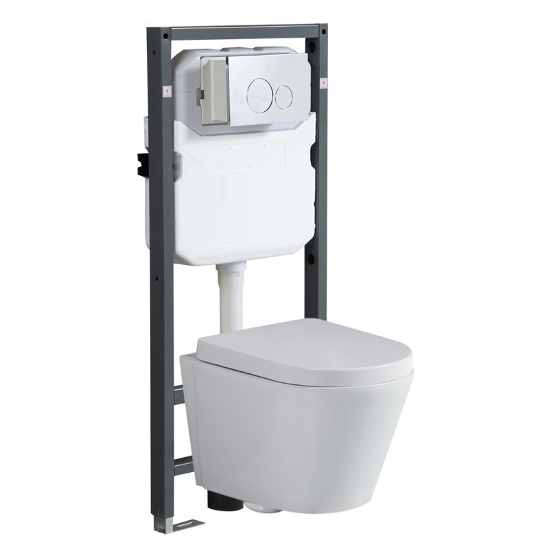 Modern Wall Mount Toilet White Toilet Bowl with Seat for Washroom