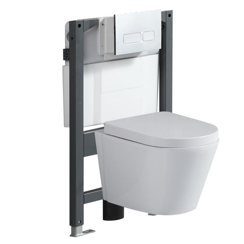 Modern Wall Mount Toilet White Toilet Bowl with Seat for Washroom