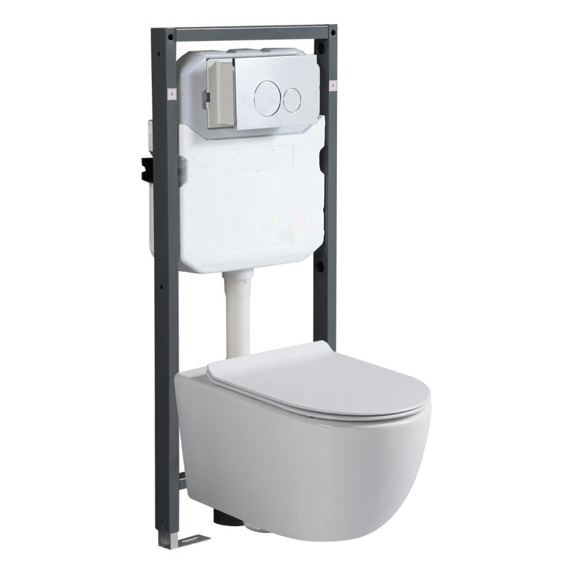 Modern Wall Mount Toilet White Toilet Bowl with Seat for Washroom