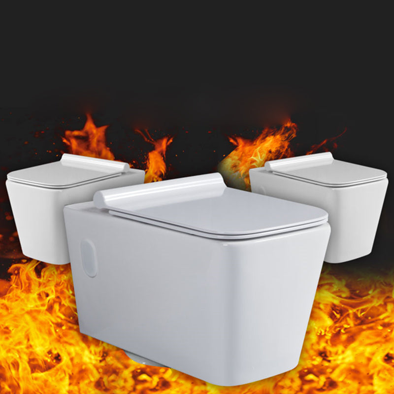 Modern Wall Mount Toilet White Toilet Bowl with Seat for Washroom