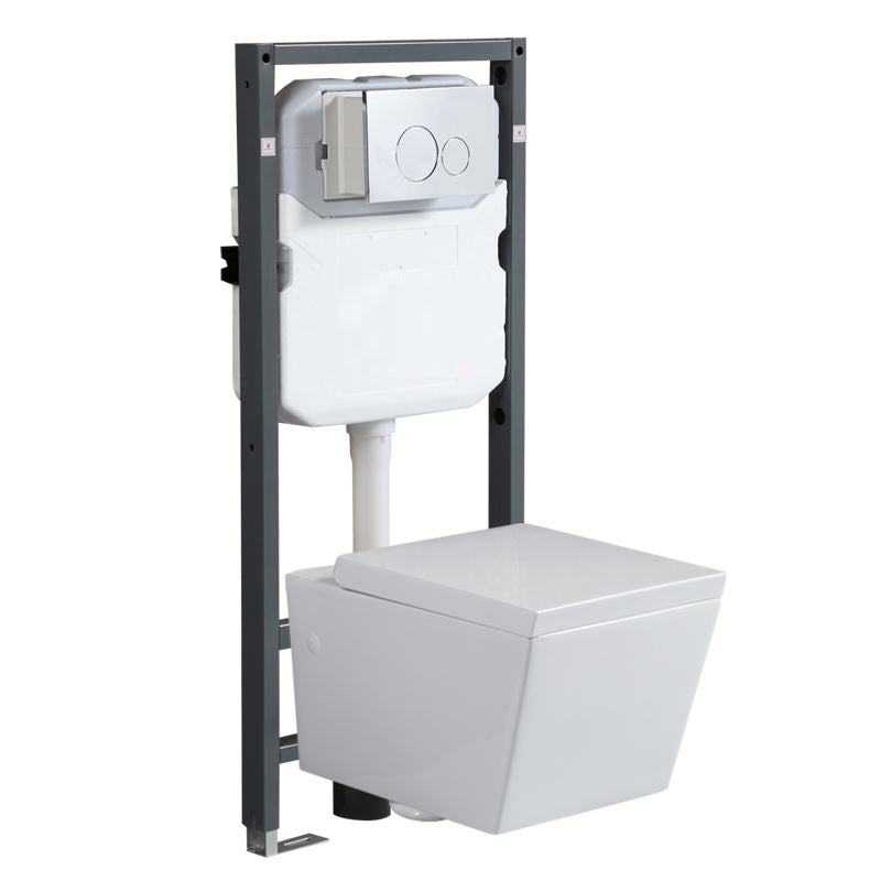 Modern Wall Mount Toilet White Toilet Bowl with Seat for Washroom