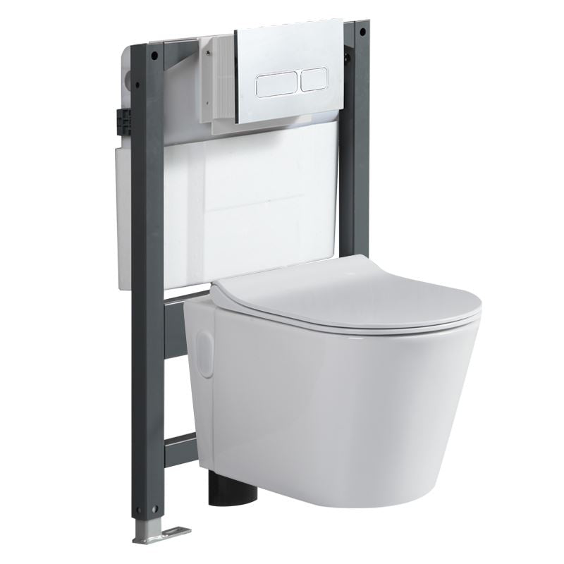 Modern Wall Mount Toilet White Toilet Bowl with Seat for Washroom