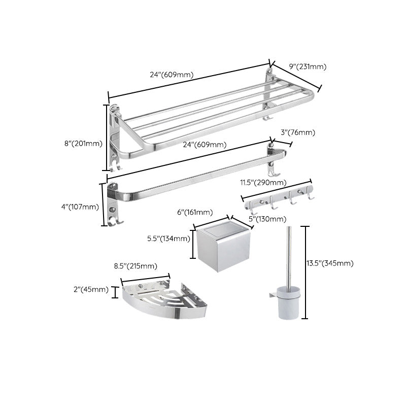Modern Bath Hardware Set Stainless Steel Bath Shelf Paper Holder Bathroom Accessory Kit