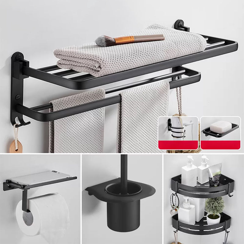 Modern Bath Hardware Set Black Towel Bar Paper Holder Bathroom Accessory Kit