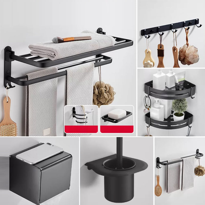 Modern Bath Hardware Set Black Towel Bar Paper Holder Bathroom Accessory Kit