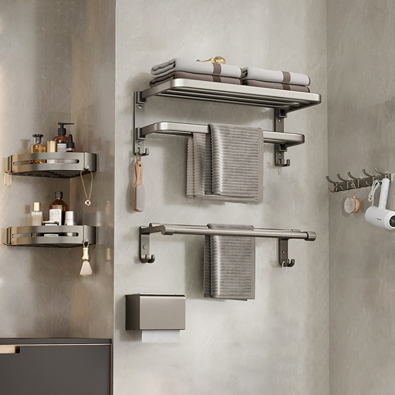 Modern Bath Hardware Set Grey Bath Shelf Paper Holder Bathroom Set