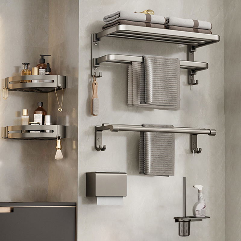 Modern Bath Hardware Set Grey Bath Shelf Paper Holder Bathroom Set