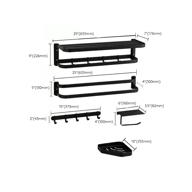Modern Black Bathroom Accessory Kit Towel Bar Bath Shelf Bath Hardware Set