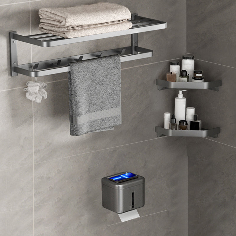Modern Grey Bathroom Accessory Kit Paper Holder Bath Shelf Bath Hardware Set
