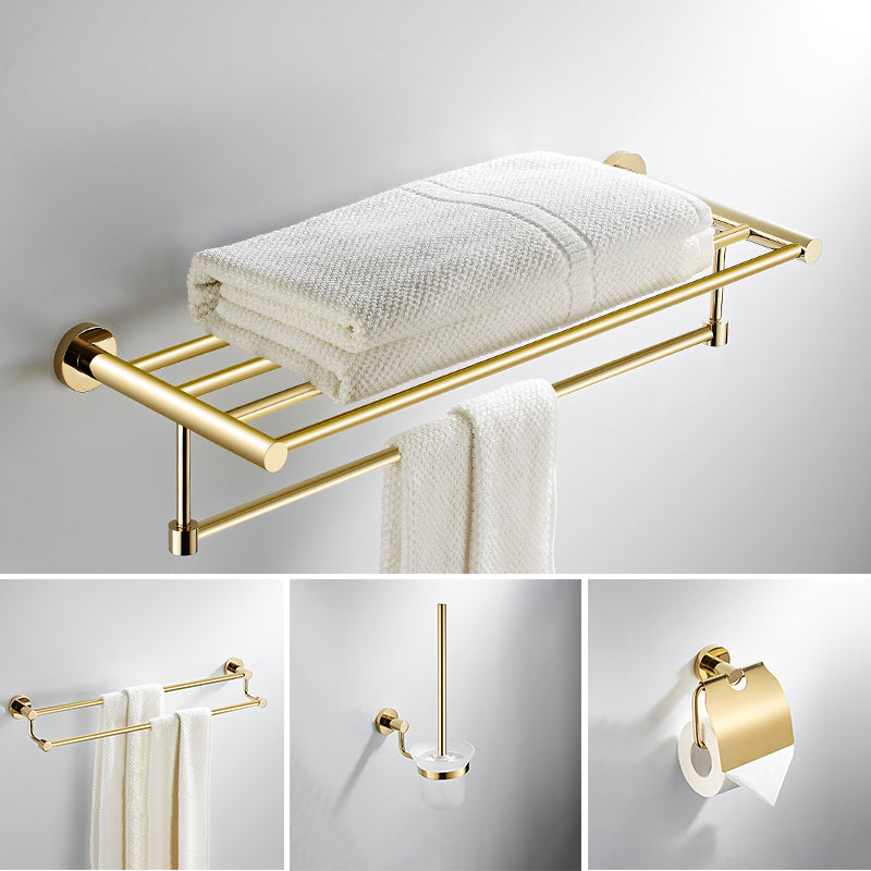 4 Piece Traditional Bathroom Accessory Set Brass Bathroom Set in Matte Gold