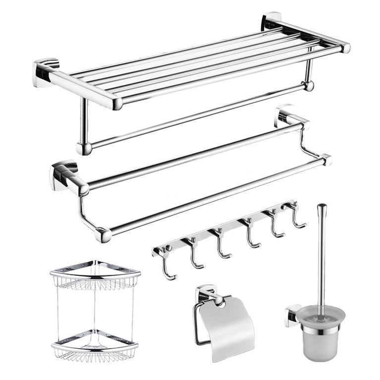 Polished Chrome Modernism Bathroom Accessory Set Bath Shelf/ Towel Bar/Robe Hooks Included