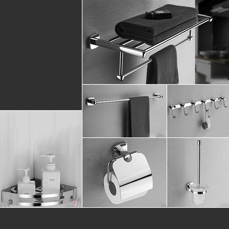 Polished Chrome Modernism Bathroom Accessory Set Bath Shelf/ Towel Bar/Robe Hooks Included