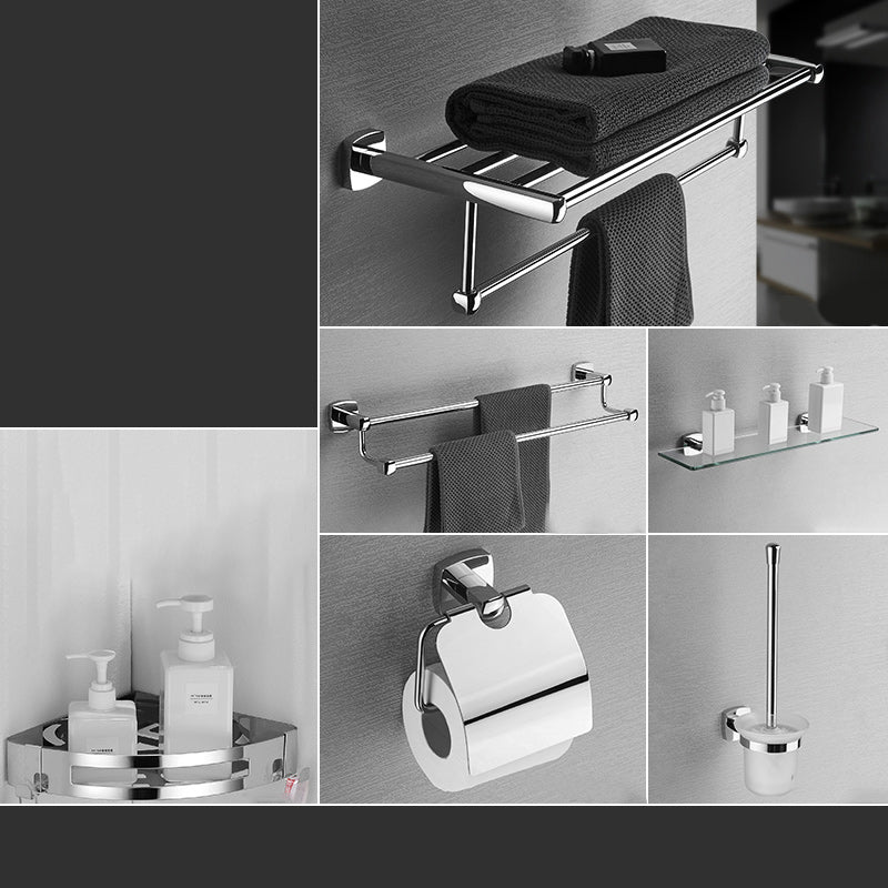 Polished Chrome Modernism Bathroom Accessory Set Bath Shelf/ Towel Bar/Robe Hooks Included