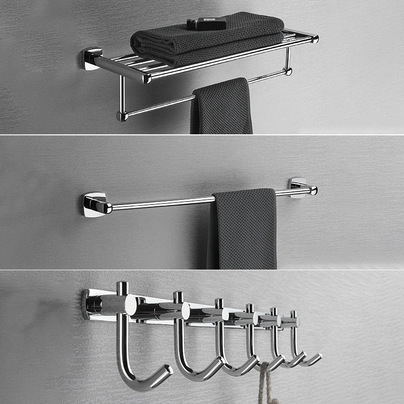 Polished Chrome Modernism Bathroom Accessory Set Bath Shelf/ Towel Bar/Robe Hooks Included