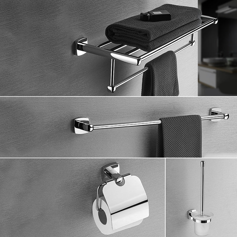 Polished Chrome Modernism Bathroom Accessory Set Bath Shelf/ Towel Bar/Robe Hooks Included