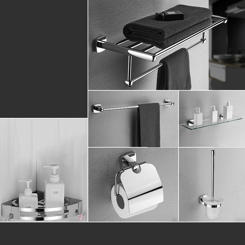 Polished Chrome Modernism Bathroom Accessory Set Bath Shelf/ Towel Bar/Robe Hooks Included