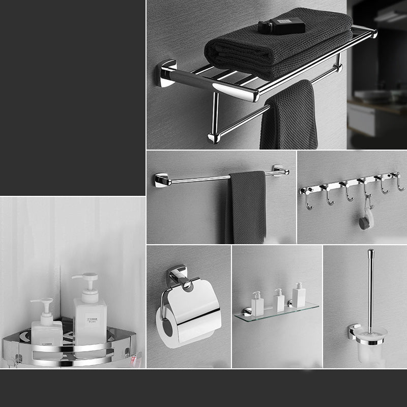 Polished Chrome Modernism Bathroom Accessory Set Bath Shelf/ Towel Bar/Robe Hooks Included