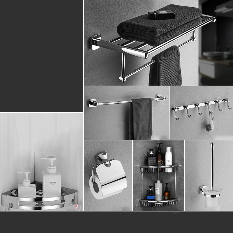 Polished Chrome Modernism Bathroom Accessory Set Bath Shelf/ Towel Bar/Robe Hooks Included