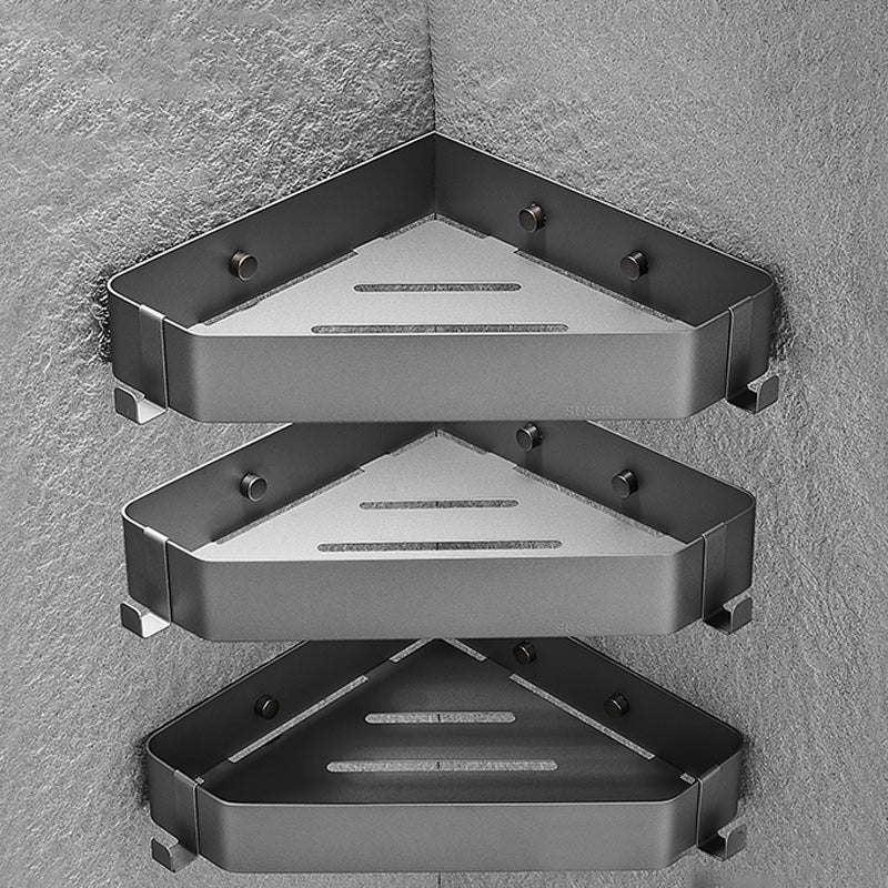 Contemporary Triangle Bath Shelf Stainless Steel Bathroom Set with Robe Hooks