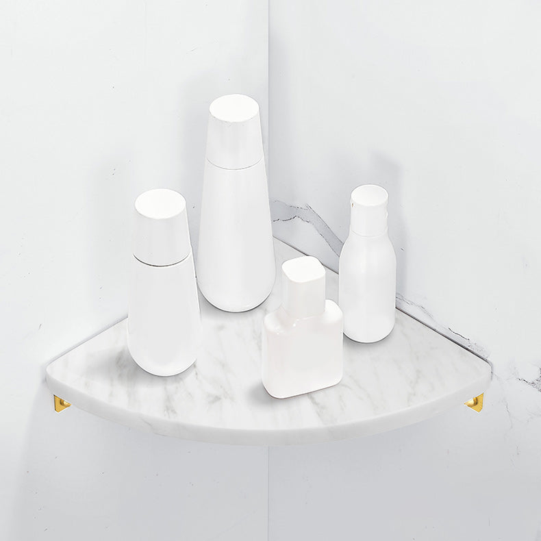 2 Piece Bathroom Hardware Set Metal and Marble Bath Shelf Set