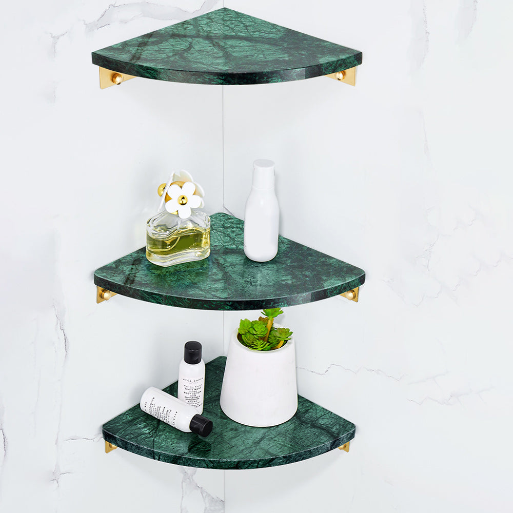 2 Piece Bathroom Hardware Set Metal and Marble Bath Shelf Set