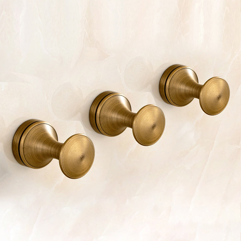 5 Piece Traditional Bathroom Accessory Set Brushed Brass Robe Hooks