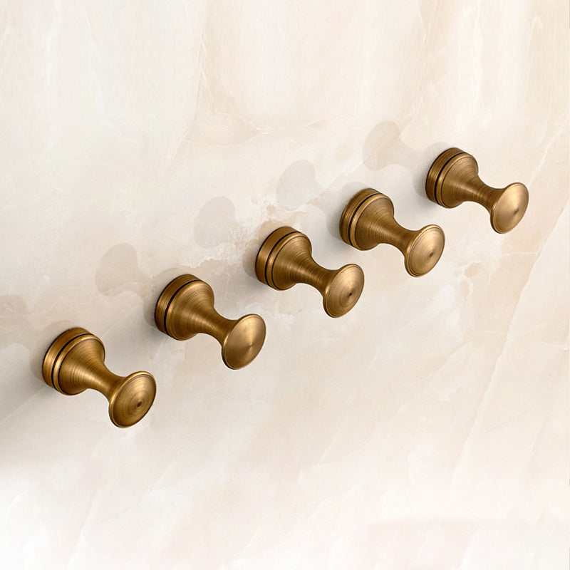 5 Piece Traditional Bathroom Accessory Set Brushed Brass Robe Hooks