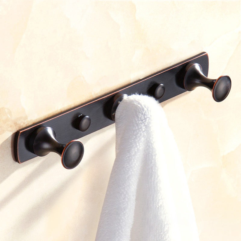 5 Piece Traditional Bathroom Accessory Set Brushed Brass Robe Hooks