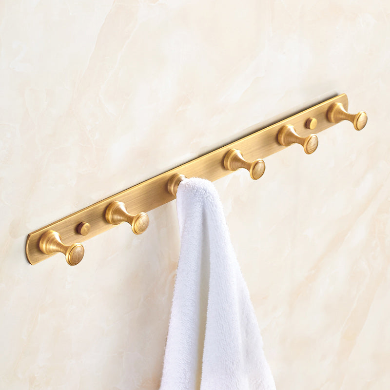 5 Piece Traditional Bathroom Accessory Set Brushed Brass Robe Hooks