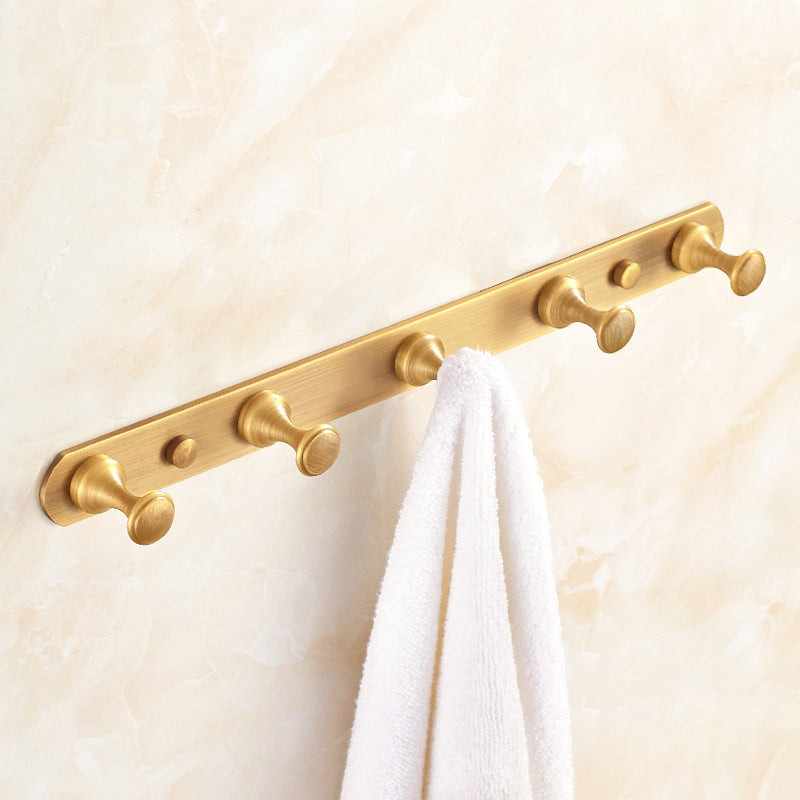 5 Piece Traditional Bathroom Accessory Set Brushed Brass Robe Hooks