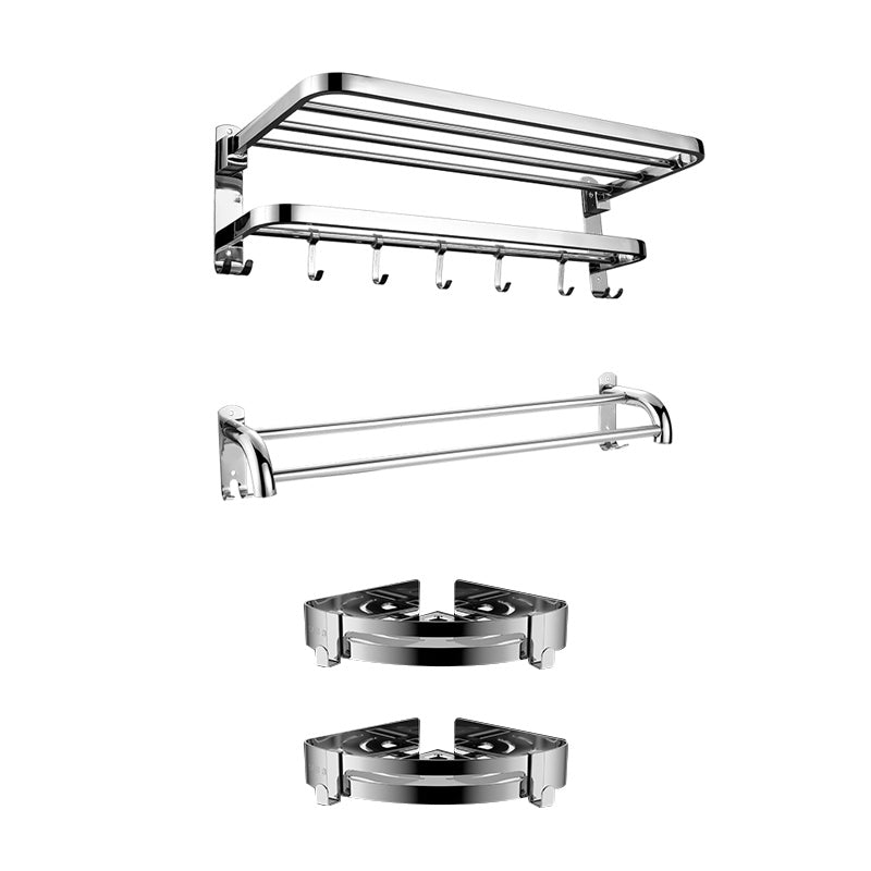 Contemporary Bath Hardware Set in Stainless Steel Chrome Robe Hooks/Towel Bar