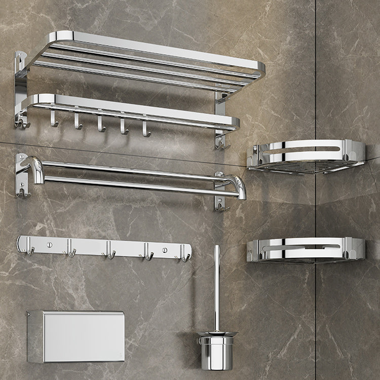 Contemporary Bath Hardware Set in Stainless Steel Chrome Robe Hooks/Towel Bar