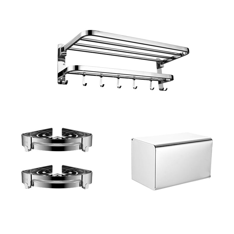 Contemporary Bath Hardware Set in Stainless Steel Chrome Robe Hooks/Towel Bar