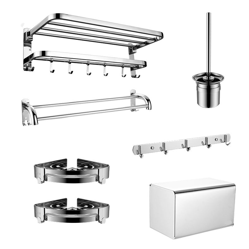Contemporary Bath Hardware Set in Stainless Steel Chrome Robe Hooks/Towel Bar