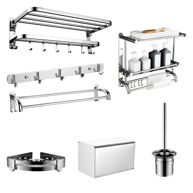 Contemporary Bath Hardware Set in Stainless Steel Chrome Robe Hooks/Towel Bar