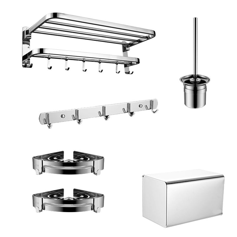 Contemporary Bath Hardware Set in Stainless Steel Chrome Robe Hooks/Towel Bar