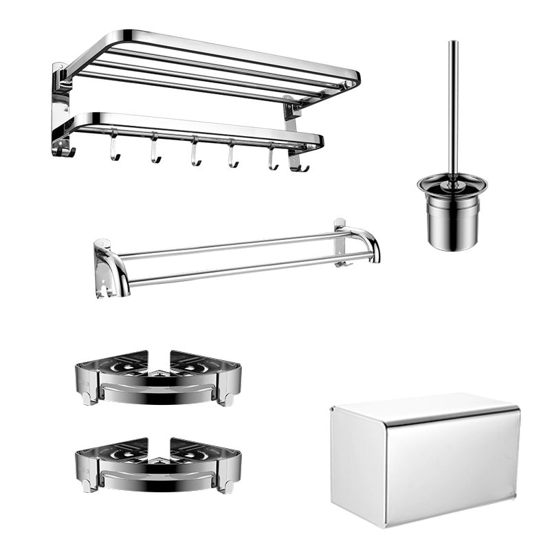 Contemporary Bath Hardware Set in Stainless Steel Chrome Robe Hooks/Towel Bar